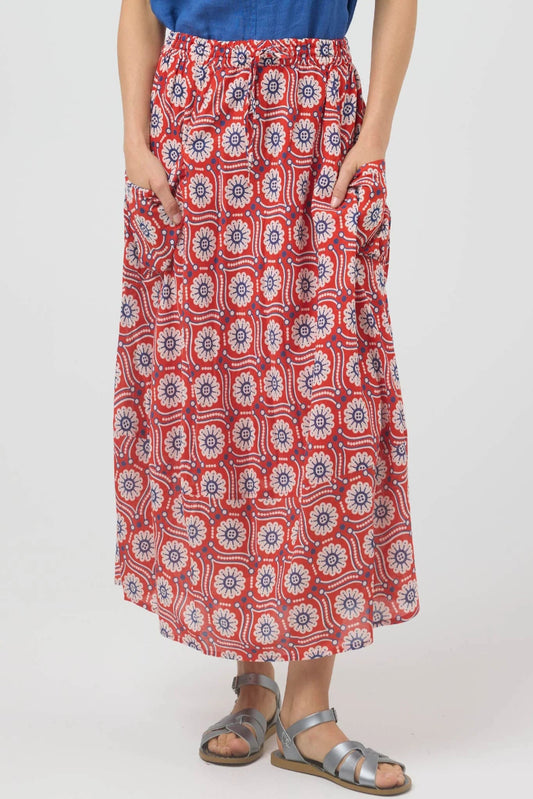 Cake Pocket Panel Skirt - Red Folk