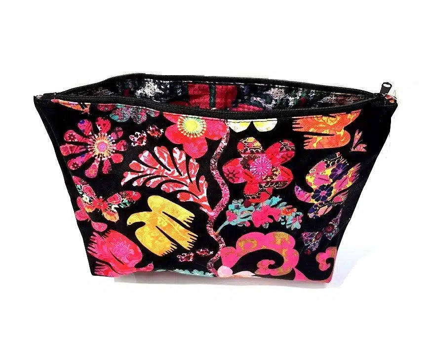 Canvas Cosmetic Bag - Florabel Black