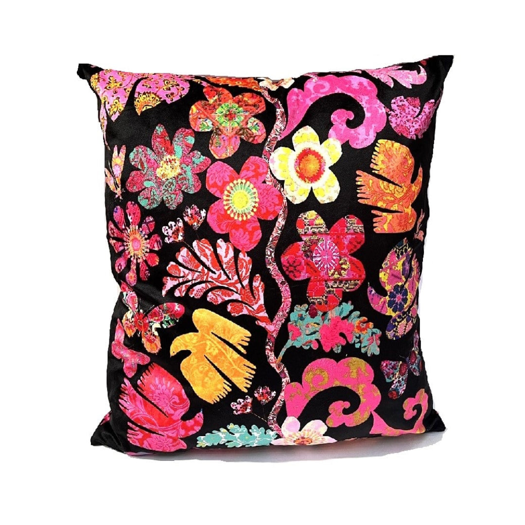 Square Velvet Cushion - Florabel Black