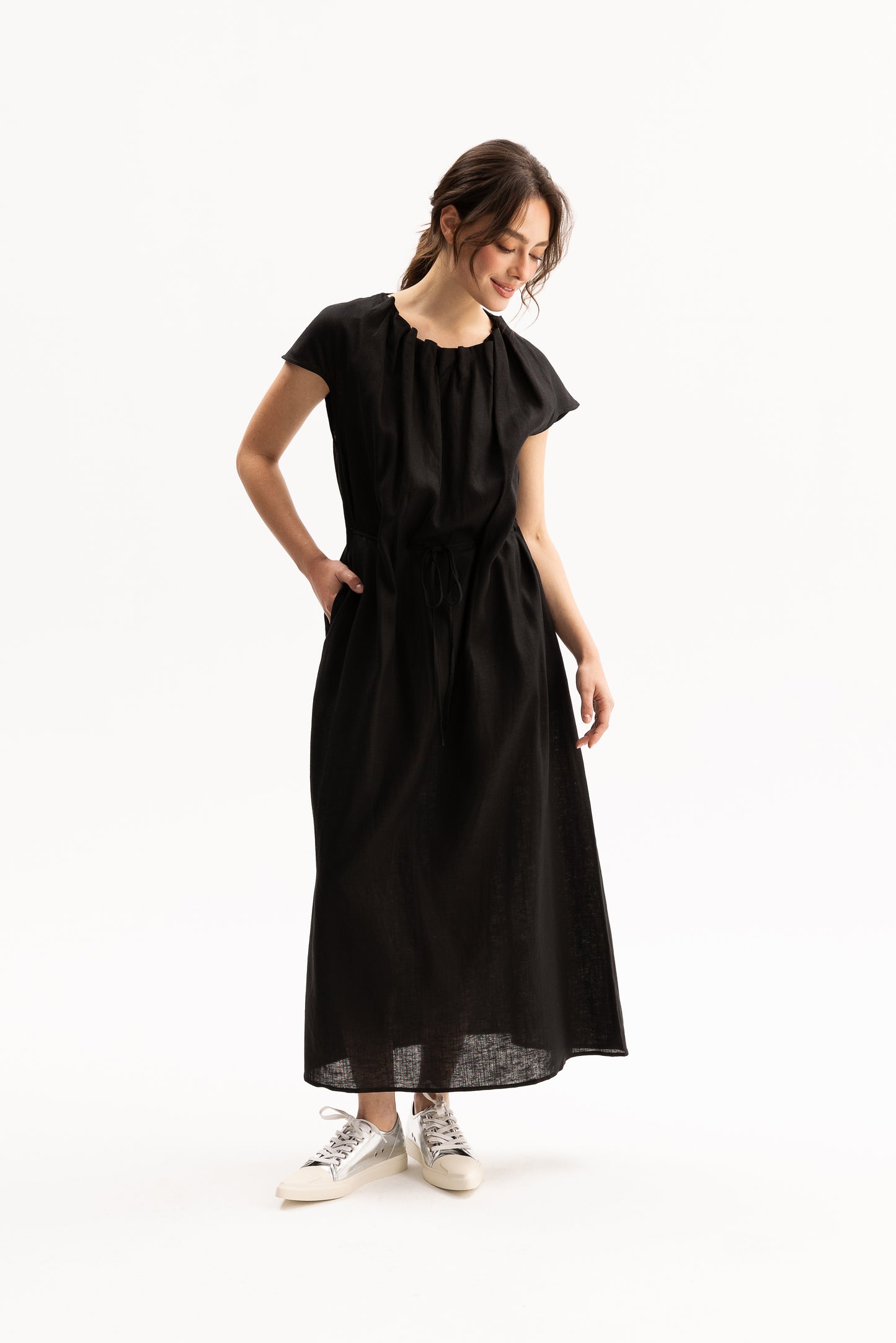 Brianna Dress - Oatmeal Black