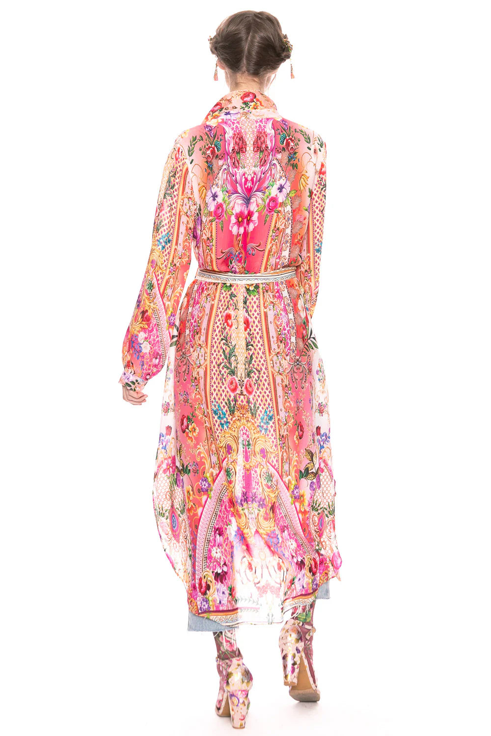 Bohemian Goddess Shirt Dress Peach