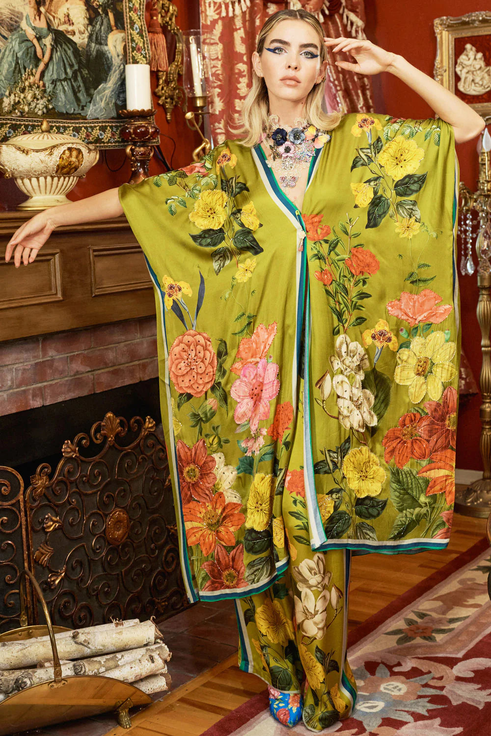 French Riviera Hand-Beaded Kimono