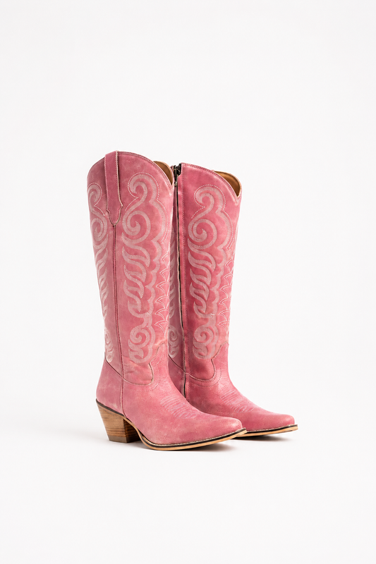 Nalejandra Leather Boots in Pink
