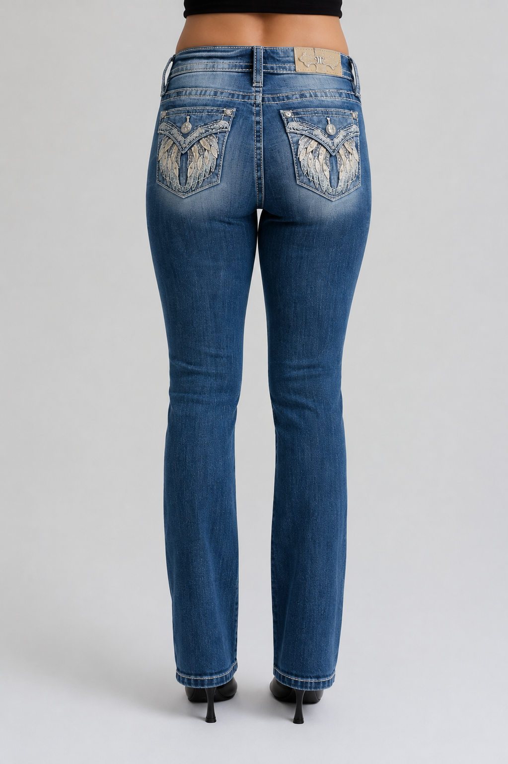 Miss Me Angel Feather Mid-Rise Bootcut Jeans 30"