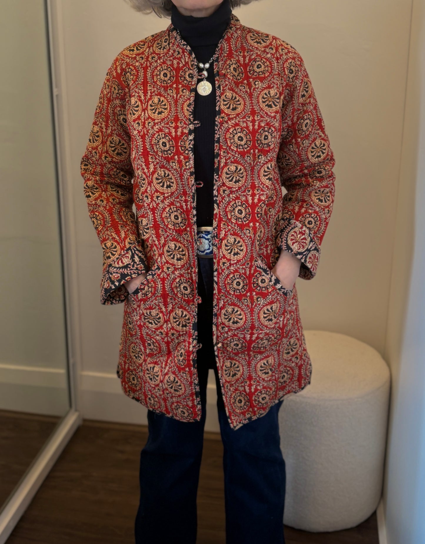 Chilli Blossom Reversible Long Jacket