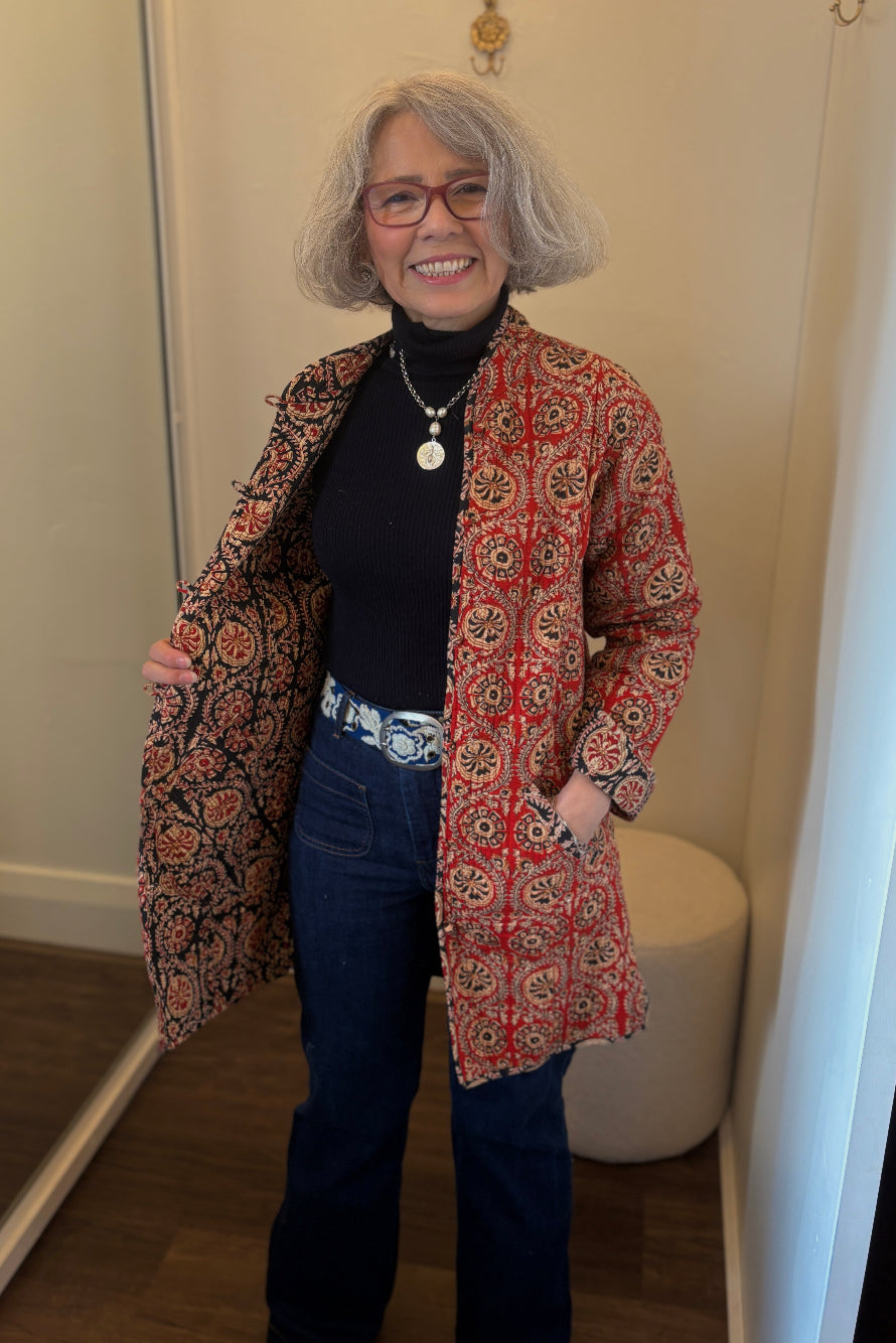 Chilli Blossom Reversible Long Jacket