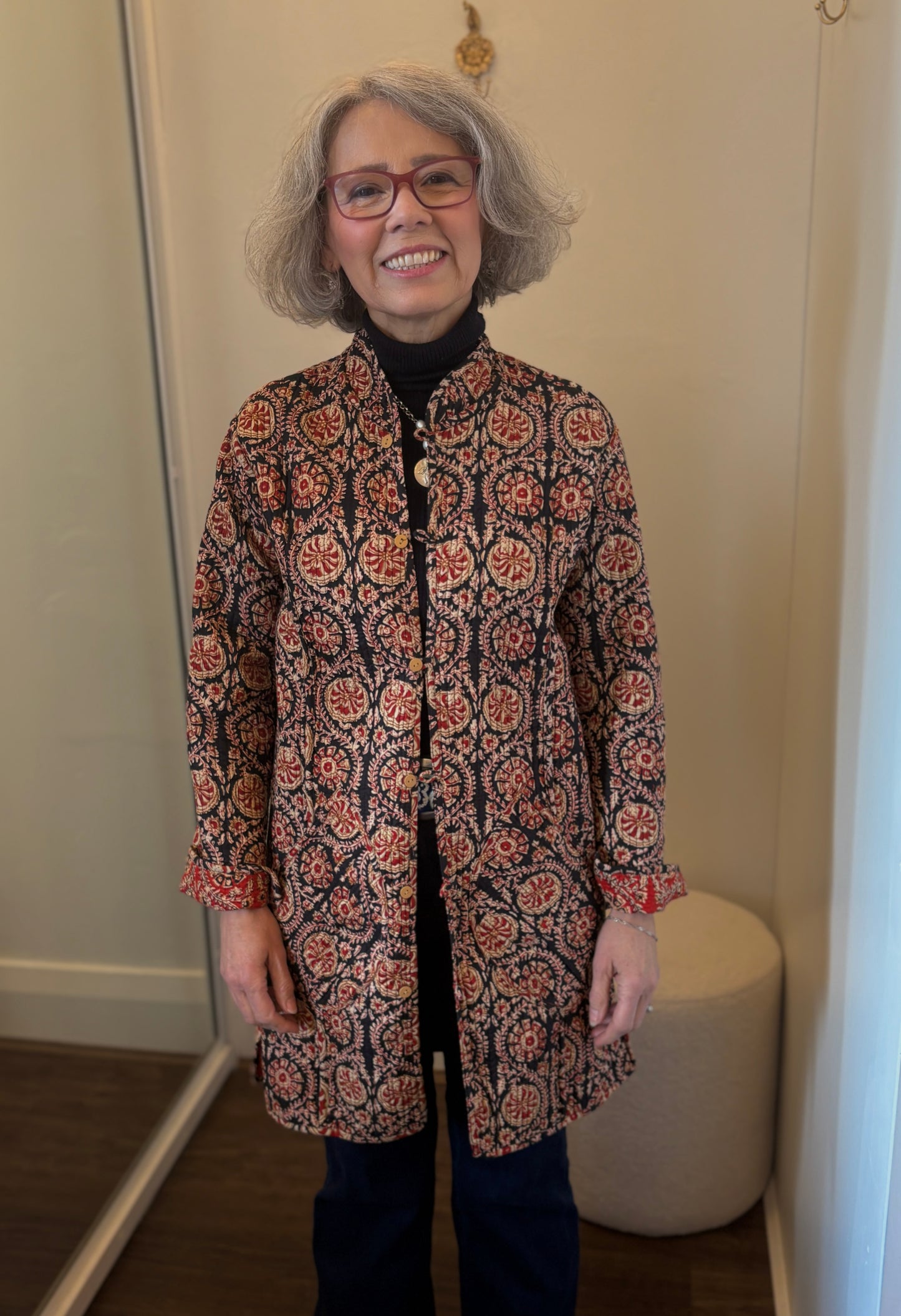 Chilli Blossom Reversible Long Jacket