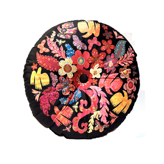 Round Velvet Cushion - Florabel Black