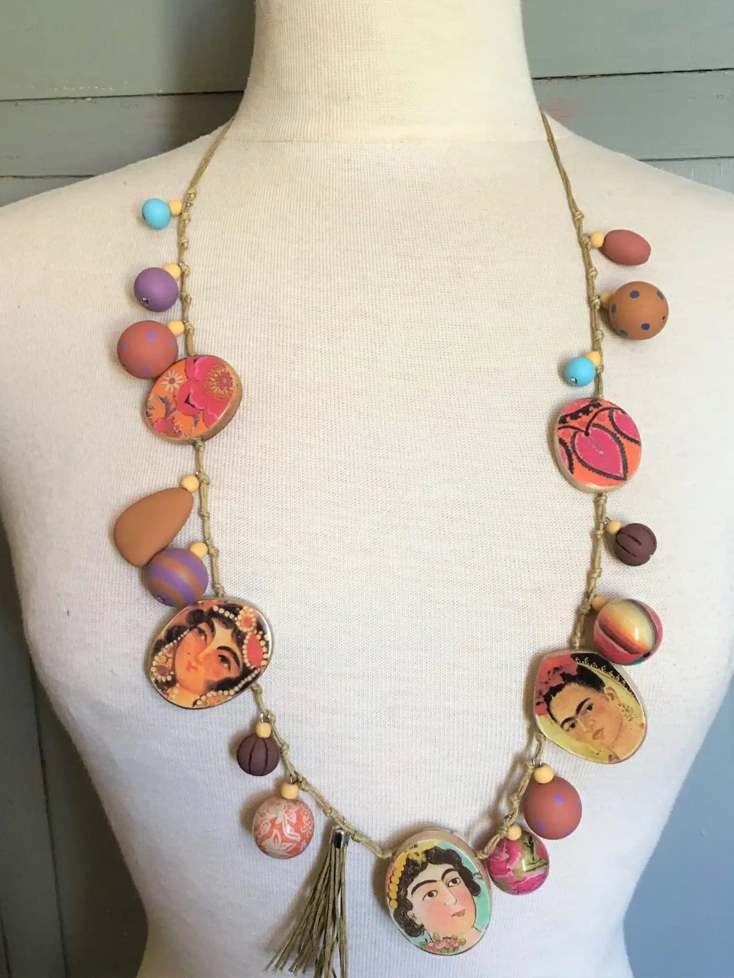 Bobble Necklace - Bright w/ Faces