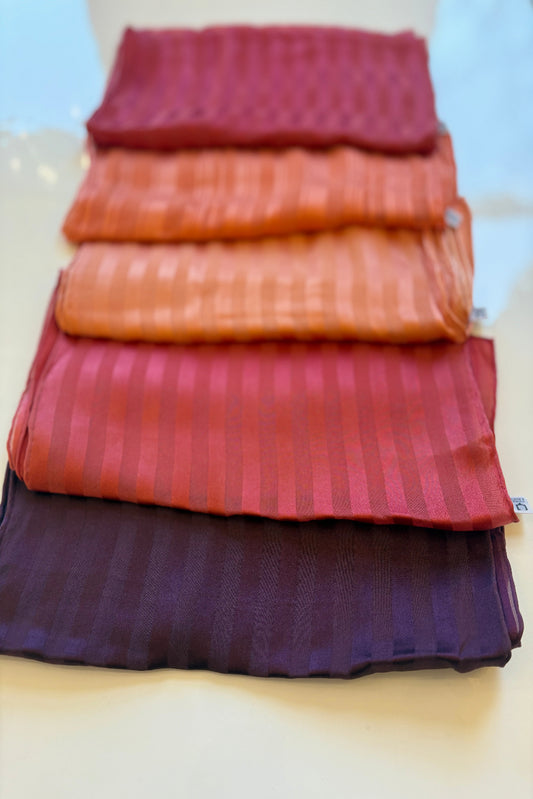 Artisan Silk Satin Scarf - Striped