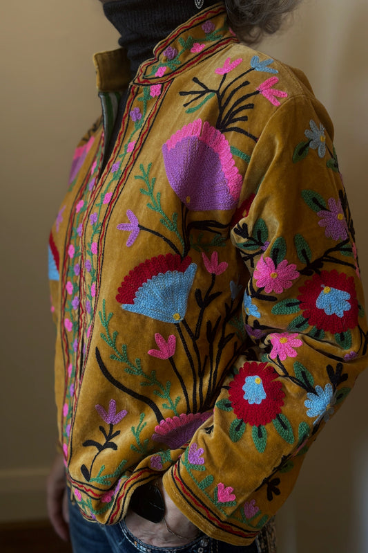 Velvet Suzani - Mustard Bloom