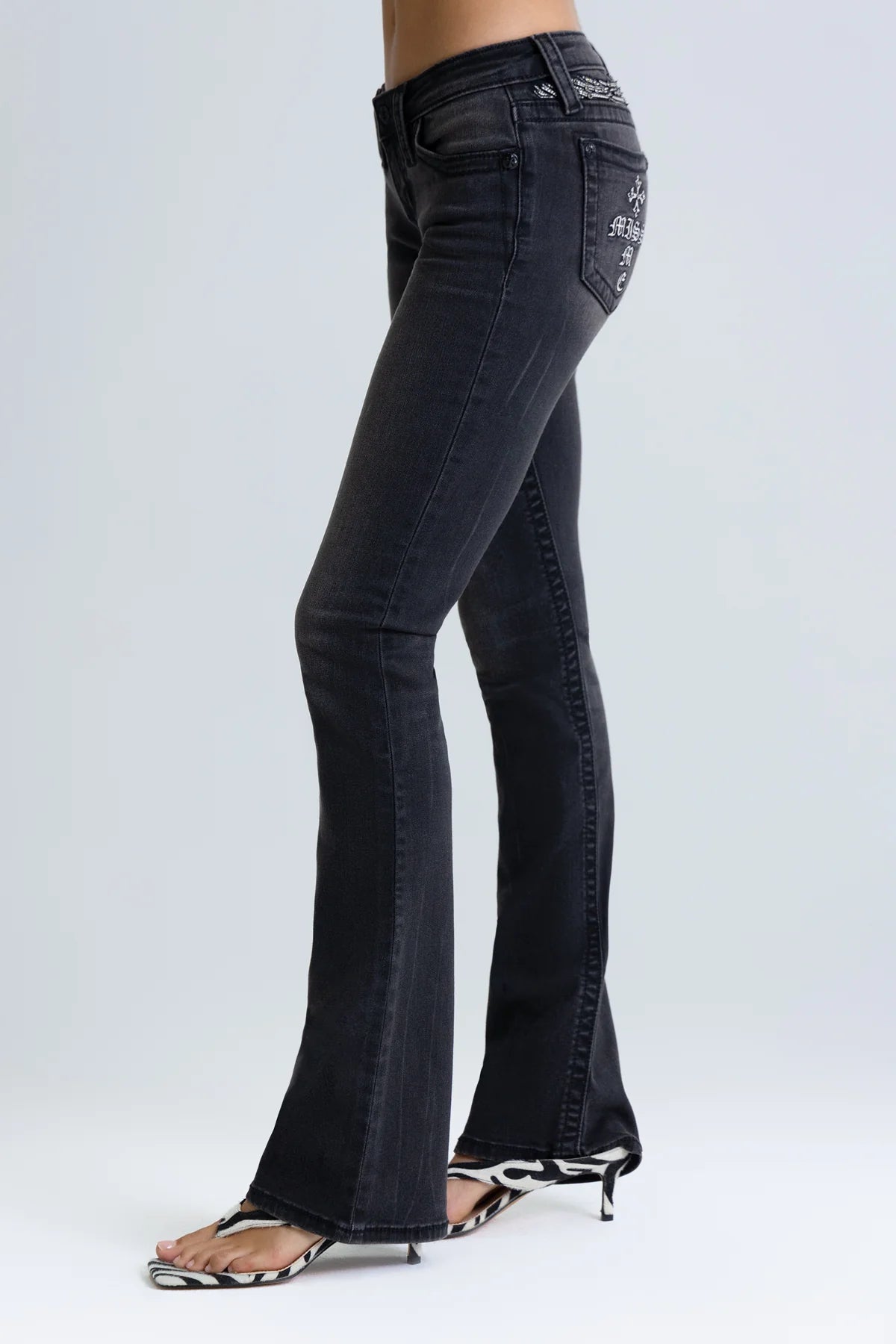 Miss Me Black Sparkle Low Rise Bootcut Jeans 32"