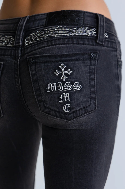 Miss Me Black Sparkle Low Rise Bootcut Jeans 32"