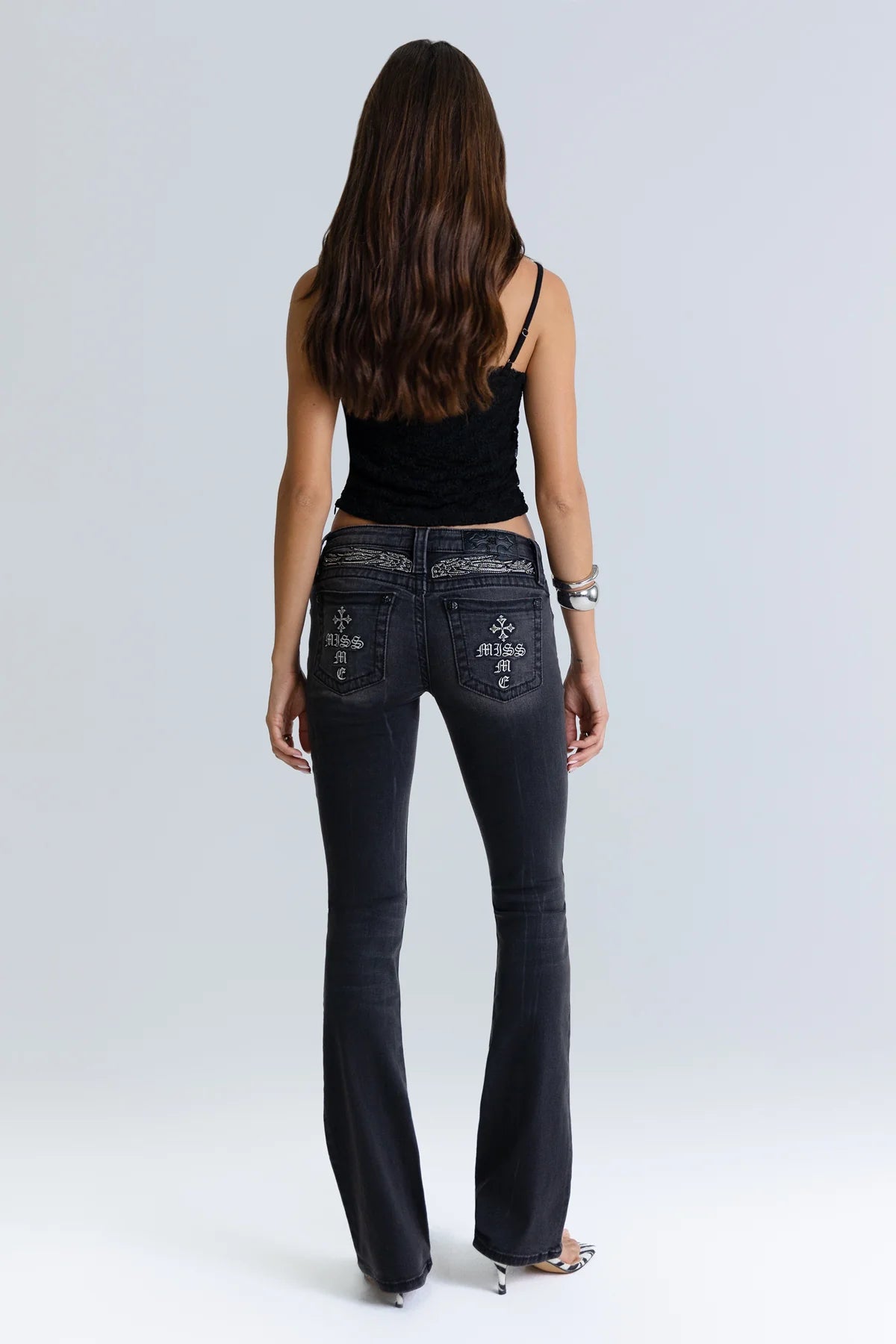 Miss Me Black Sparkle Low Rise Bootcut Jeans 32"