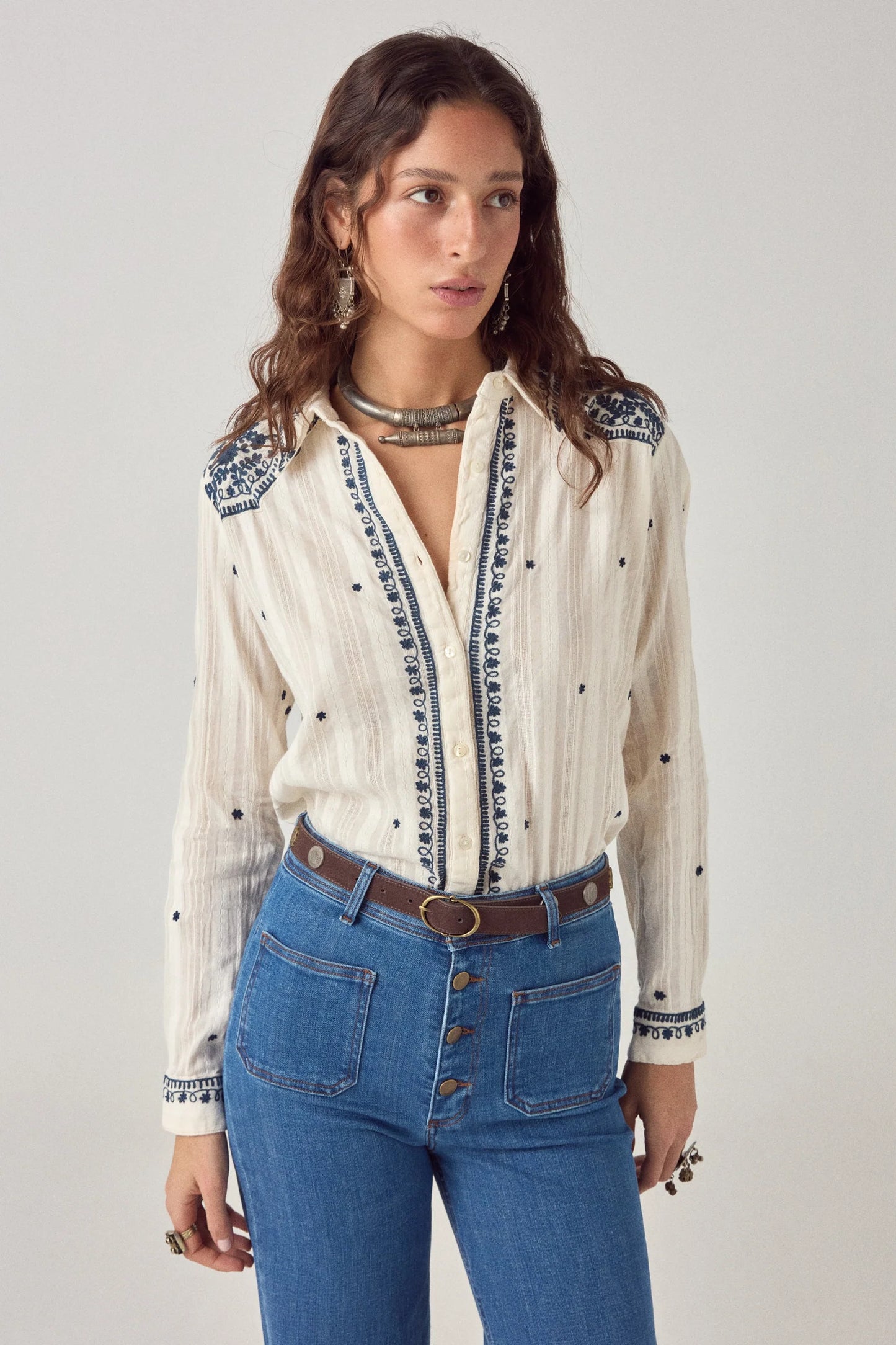 Maision Hotel Salinger Shirt - Cream Indigo