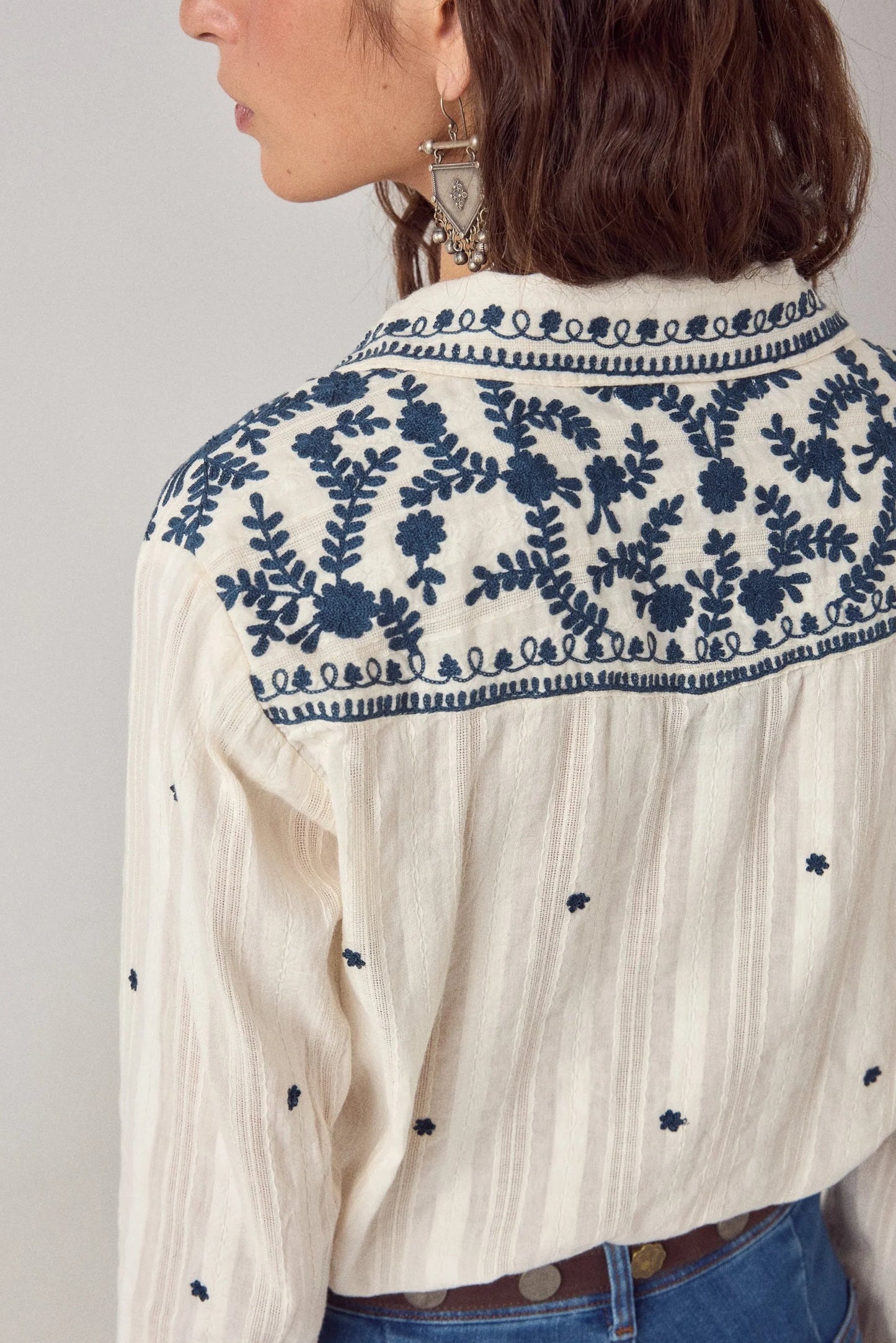Maision Hotel Salinger Shirt - Cream Indigo