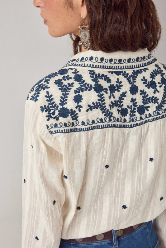Maision Hotel Salinger Shirt - Cream Indigo