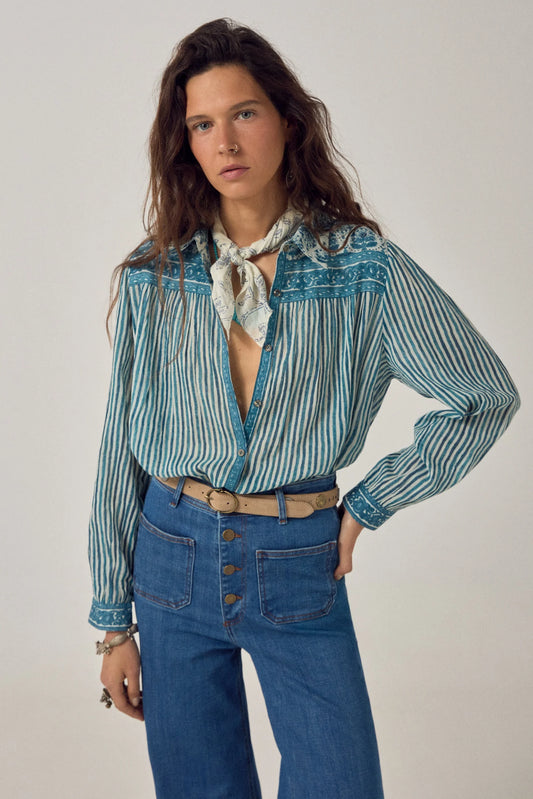 Maision Hotel Maria Shirt Mediterranean Stripes - Blue Ink
