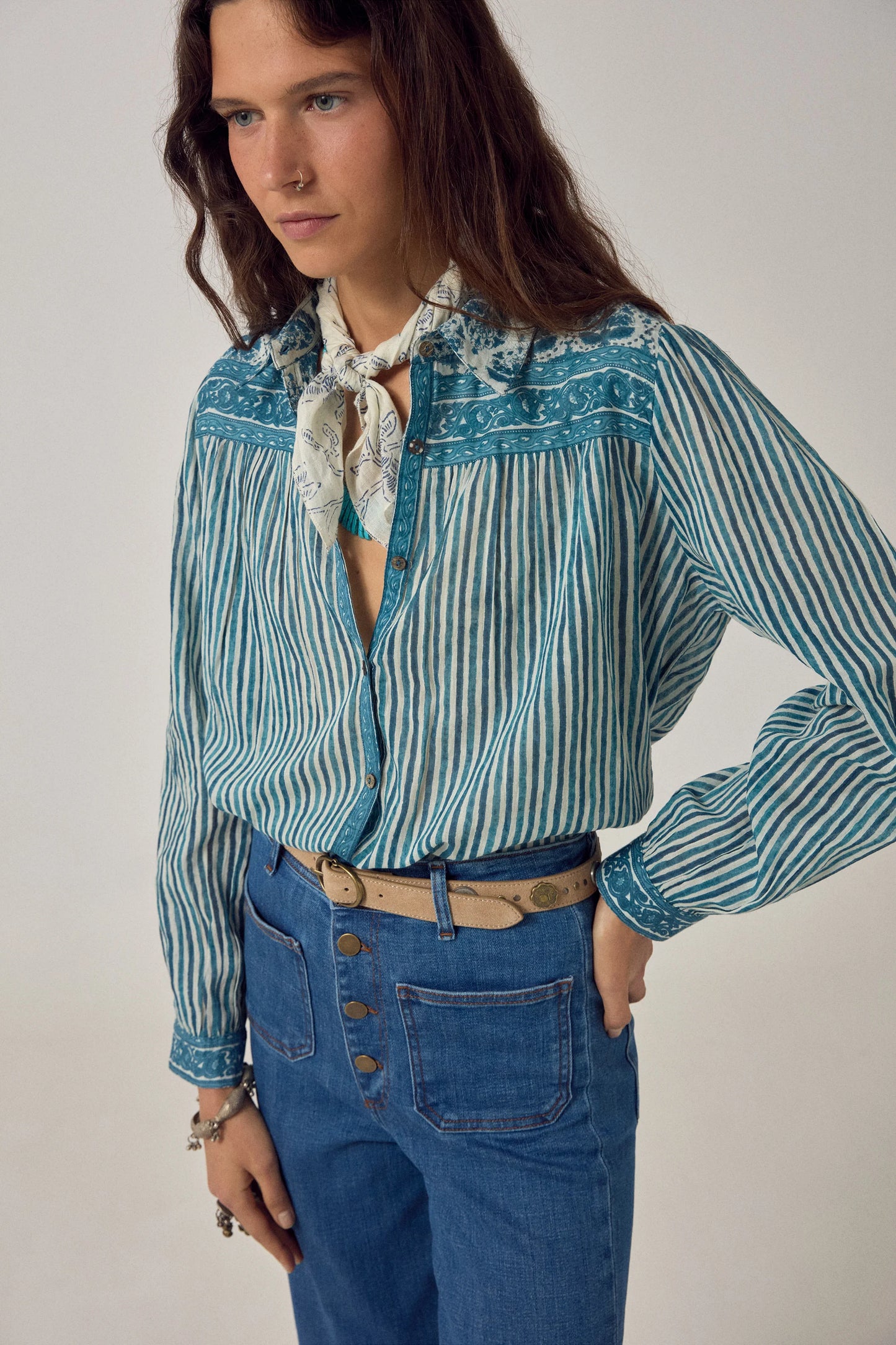 Maision Hotel Maria Shirt Mediterranean Stripes - Blue Ink
