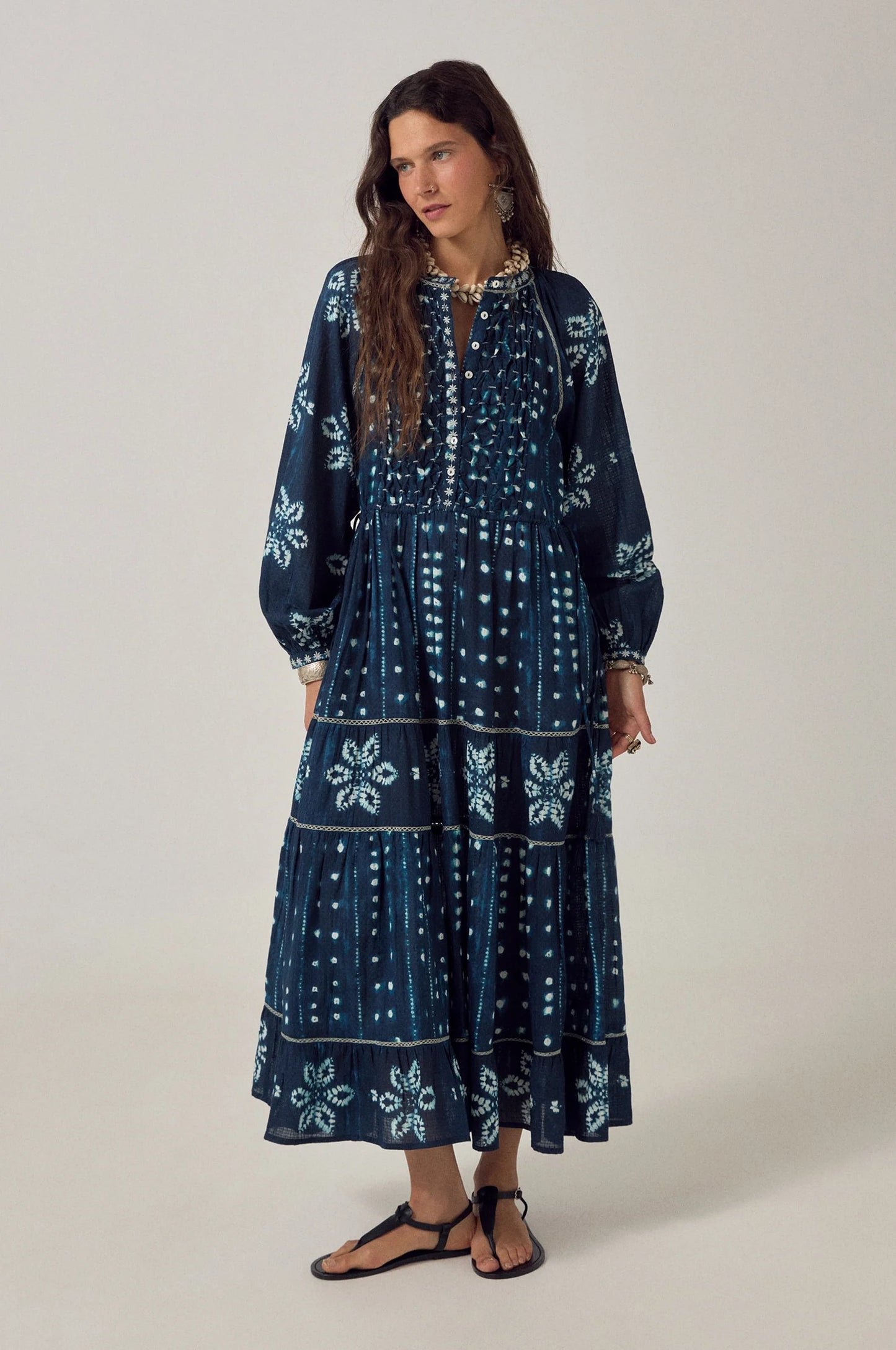Maison Hotel Kumo Dress - Shibori Ink