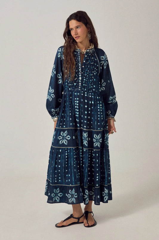 Maison Hotel Kumo Dress - Shibori Ink