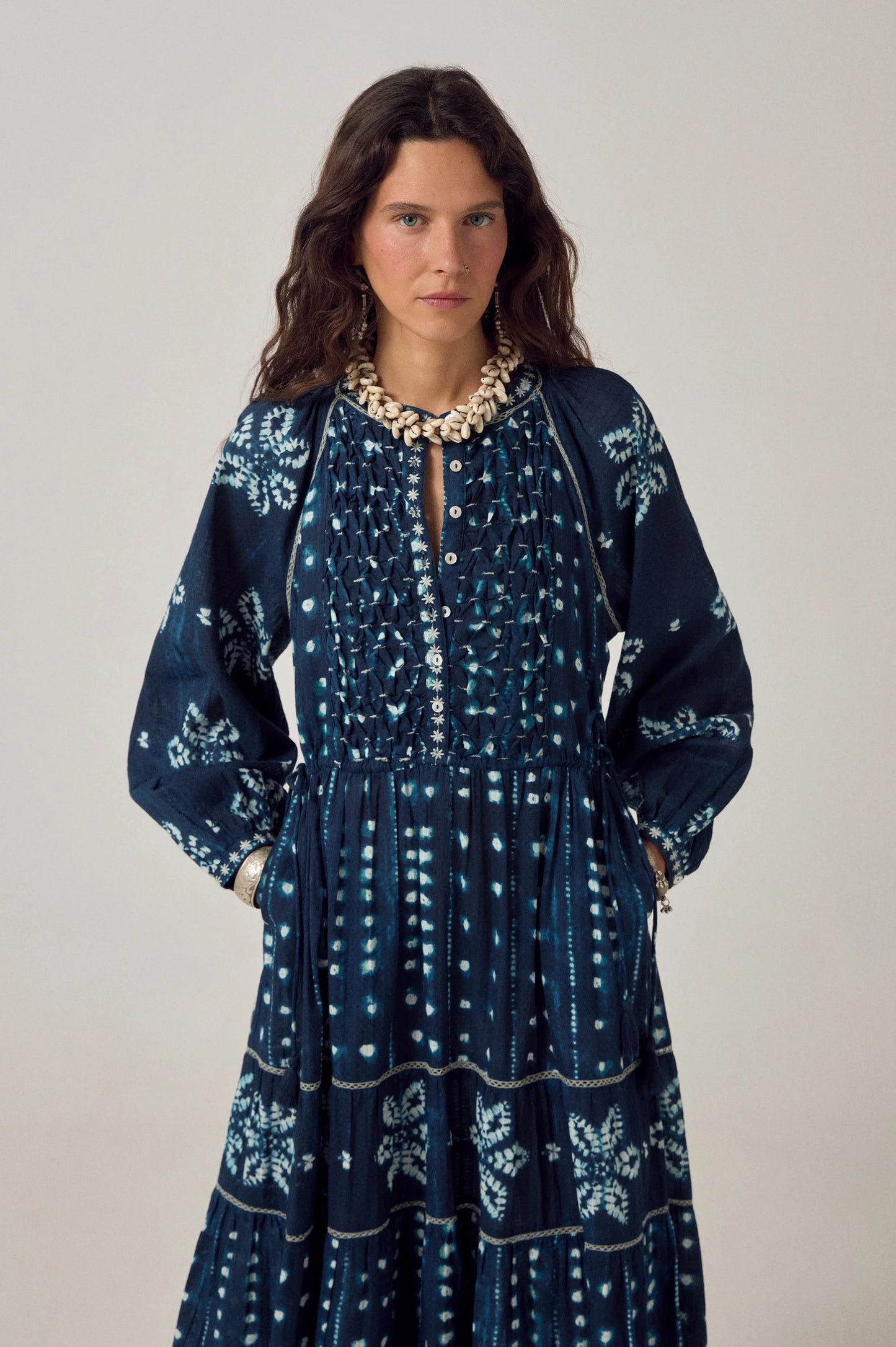Maison Hotel Kumo Dress - Shibori Ink