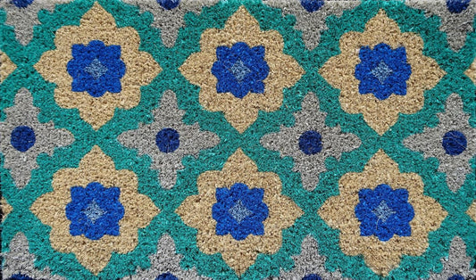 Coir Doormat - Florentine Blue