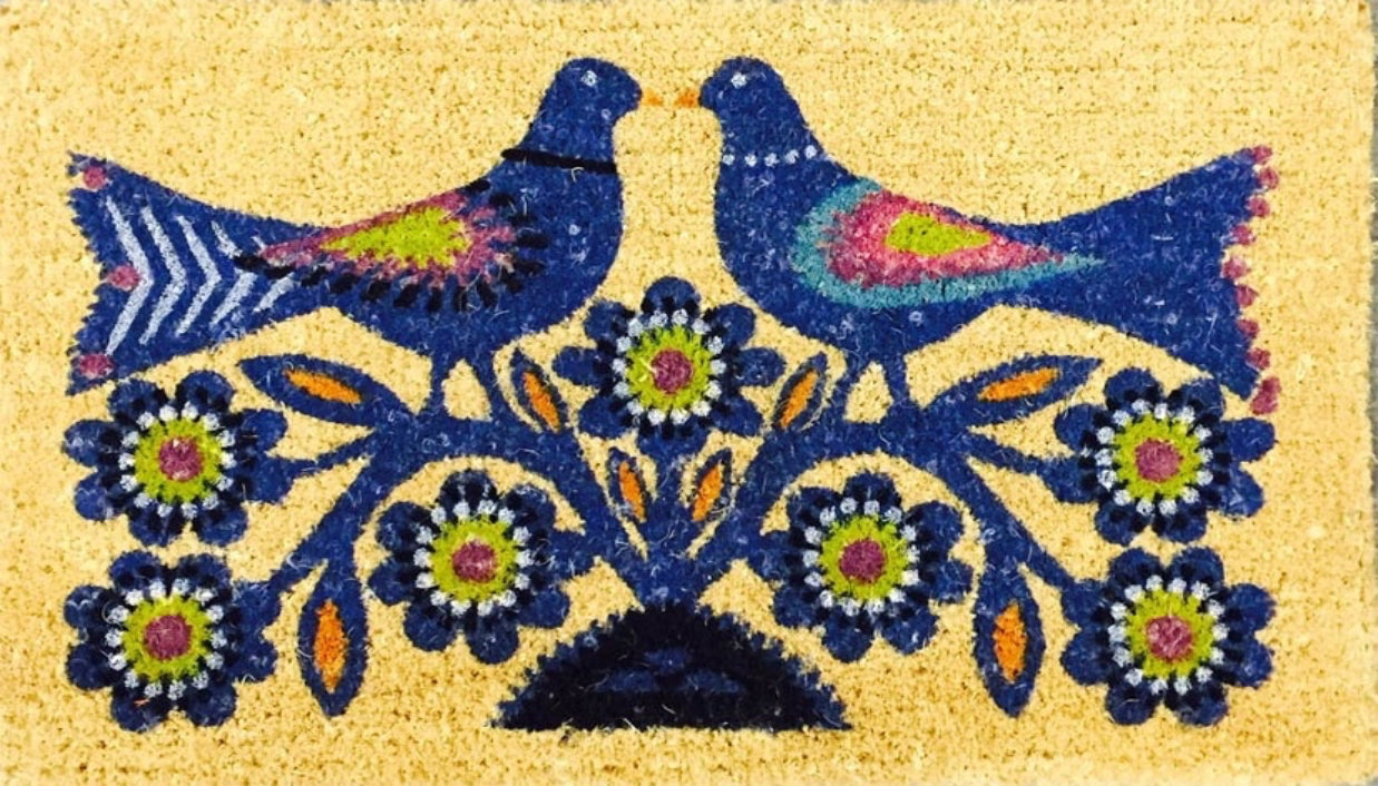 Coir Doormat - Blue Birds