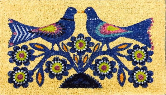 Coir Doormat - Blue Birds