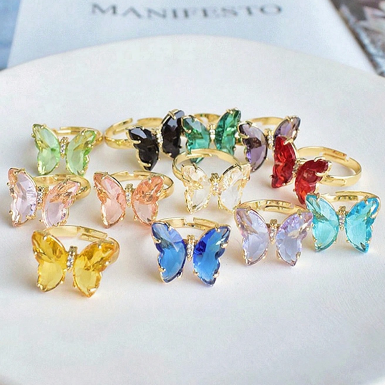 Glass Butterfly Ring
