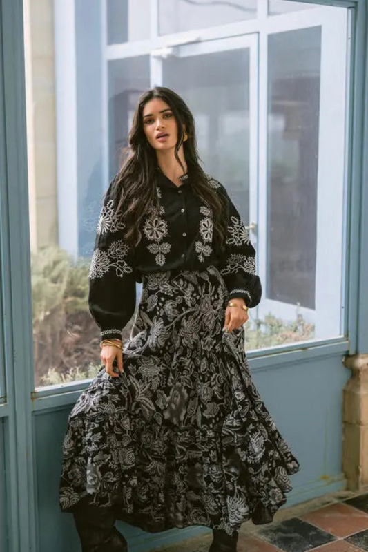 Verona Black & White Long Skirt