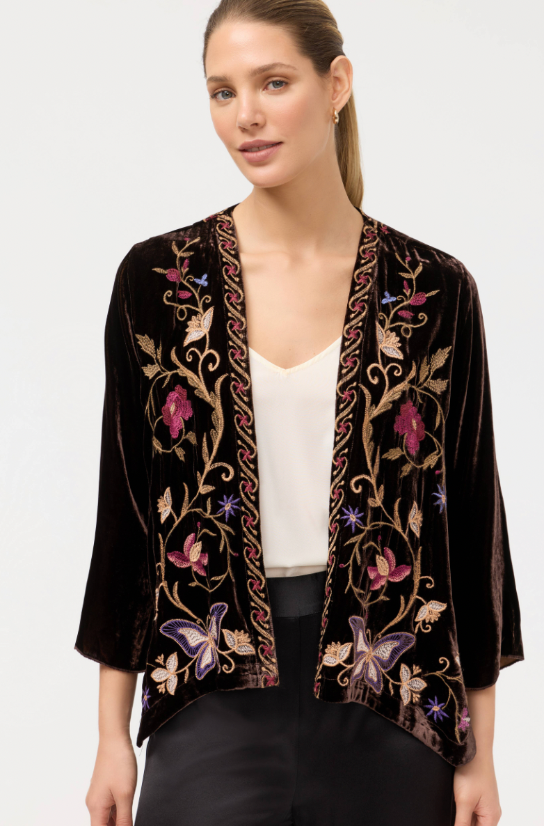 Carminia Velvet Bolero - Dark Chocolate