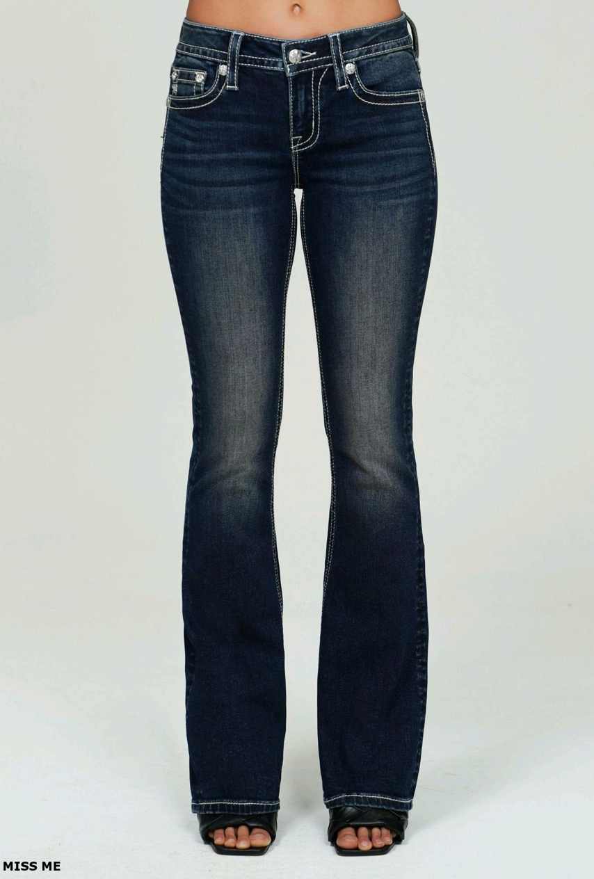 Miss Me Marleigh Angel Wing Mid-Rise Boot Cut Jeans 30"