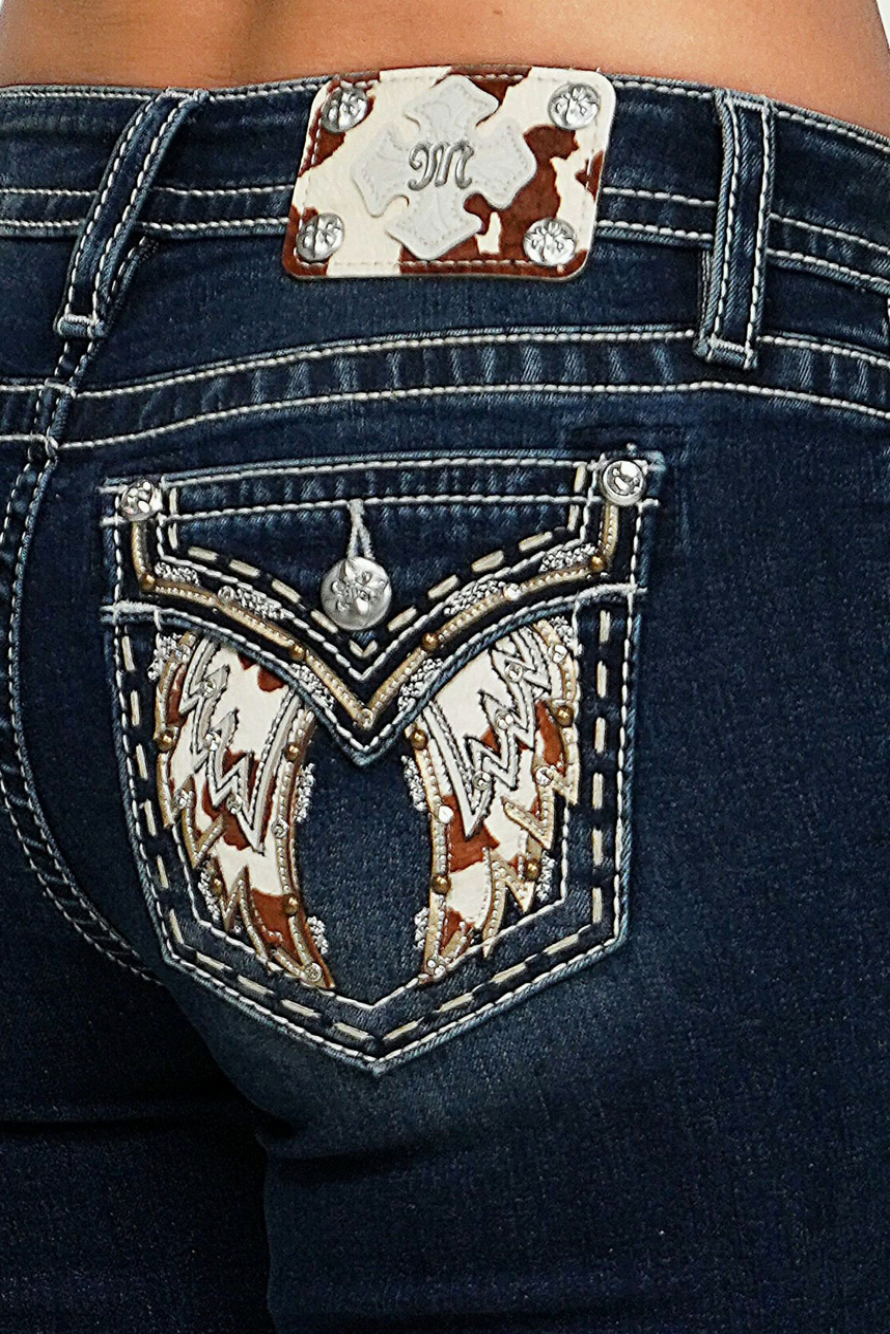 Miss Me Marleigh Angel Wing Mid-Rise Boot Cut Jeans 30"