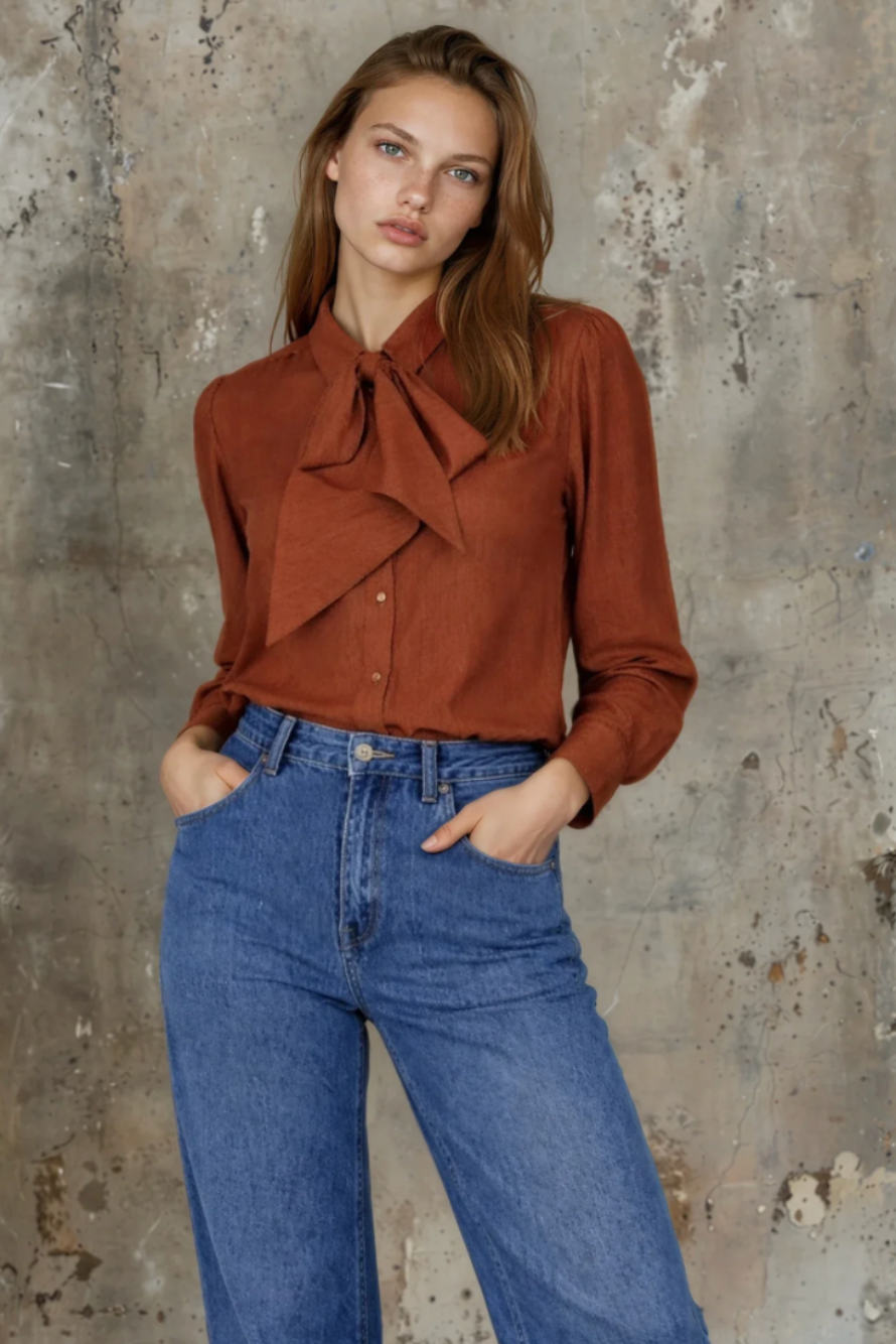Bow Shirt - Rust