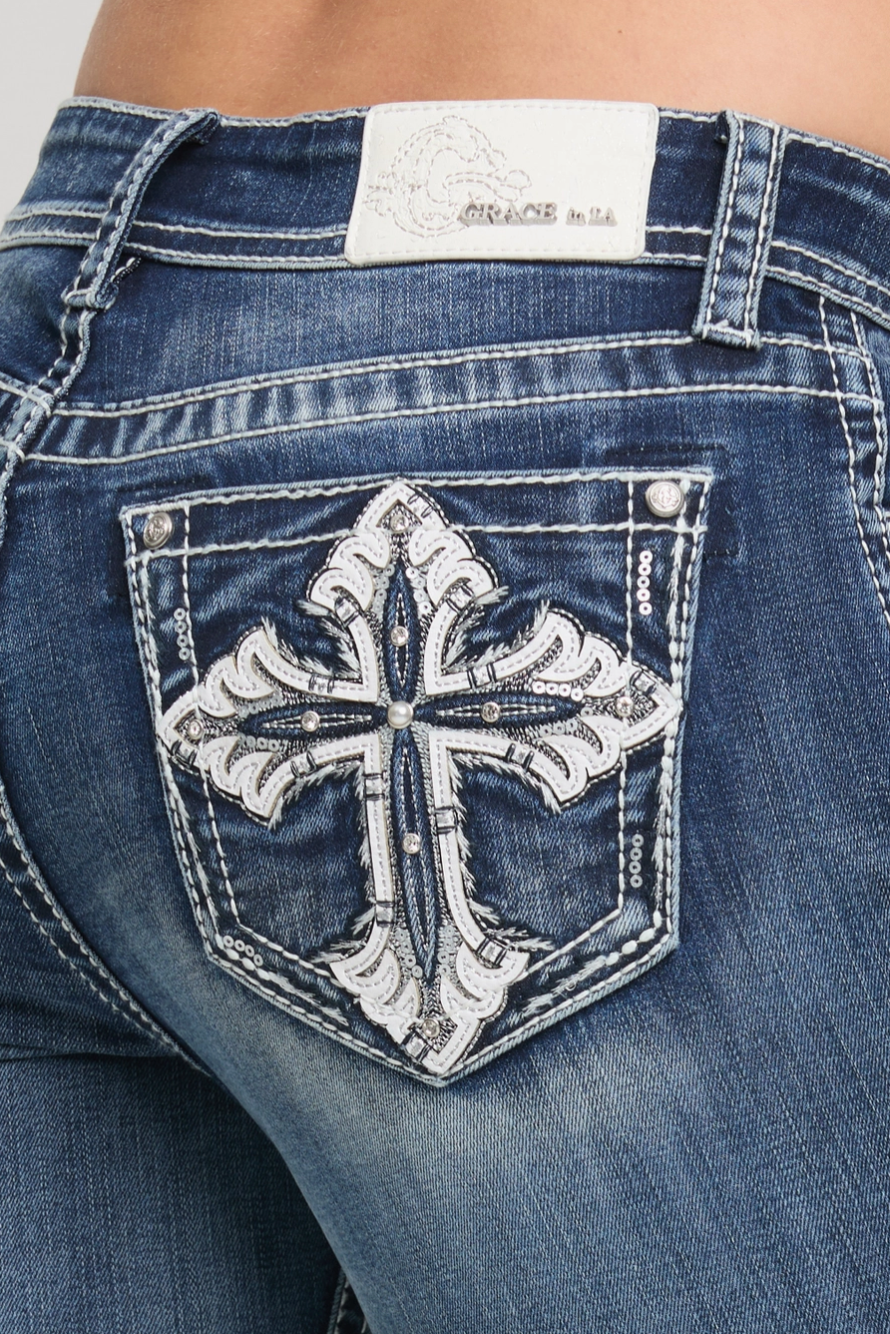 Cross Modify Mid-Rise Boot Cut Jeans 34"