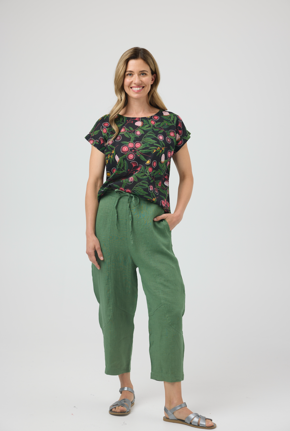 Cake Barrel Linen Pant - Olive