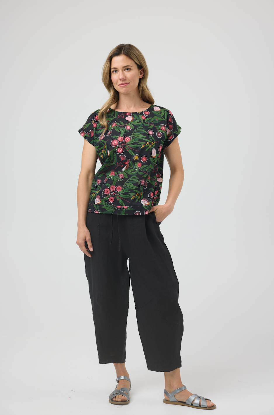 Cake Barrel Linen Pant - Black