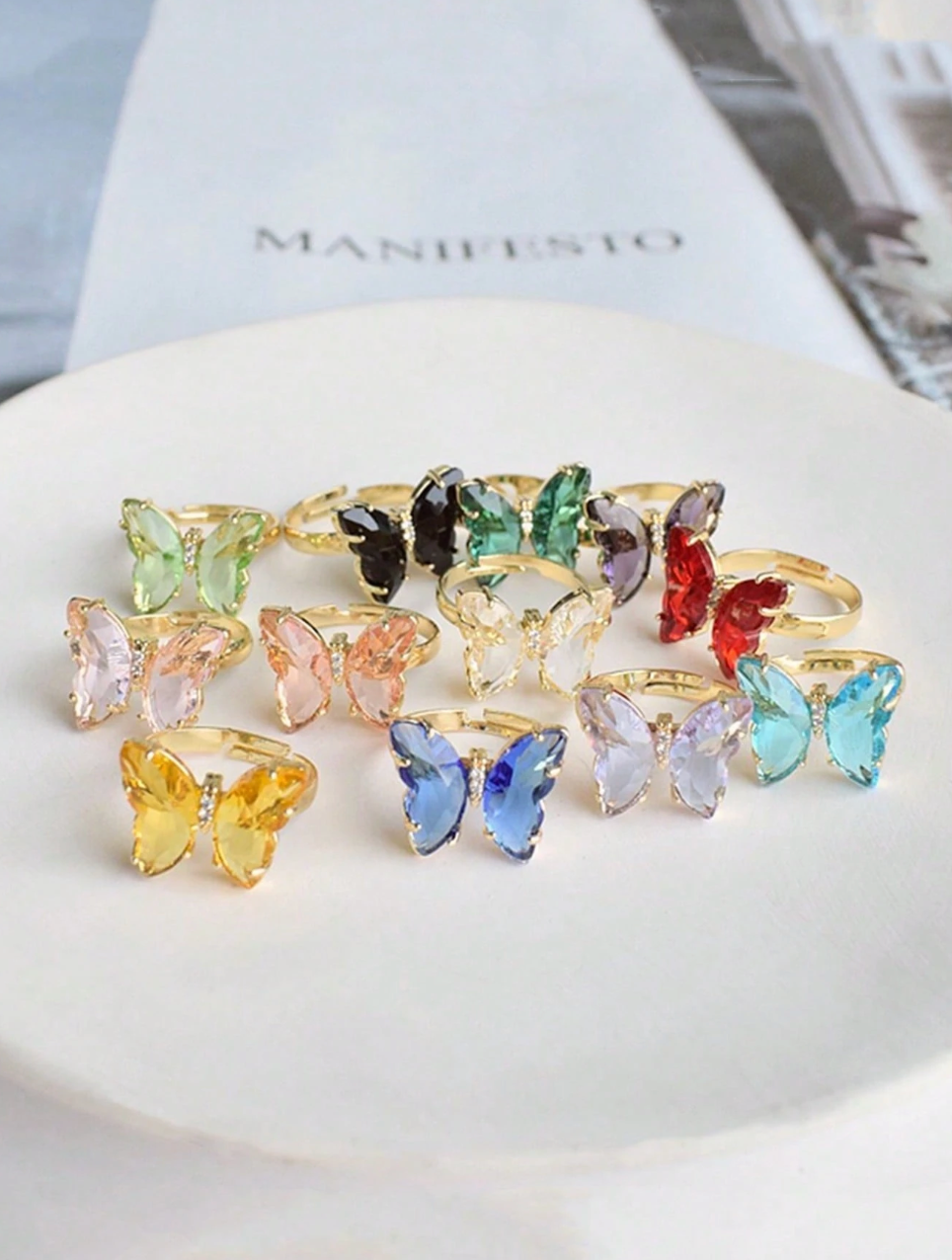 Glass Butterfly Ring