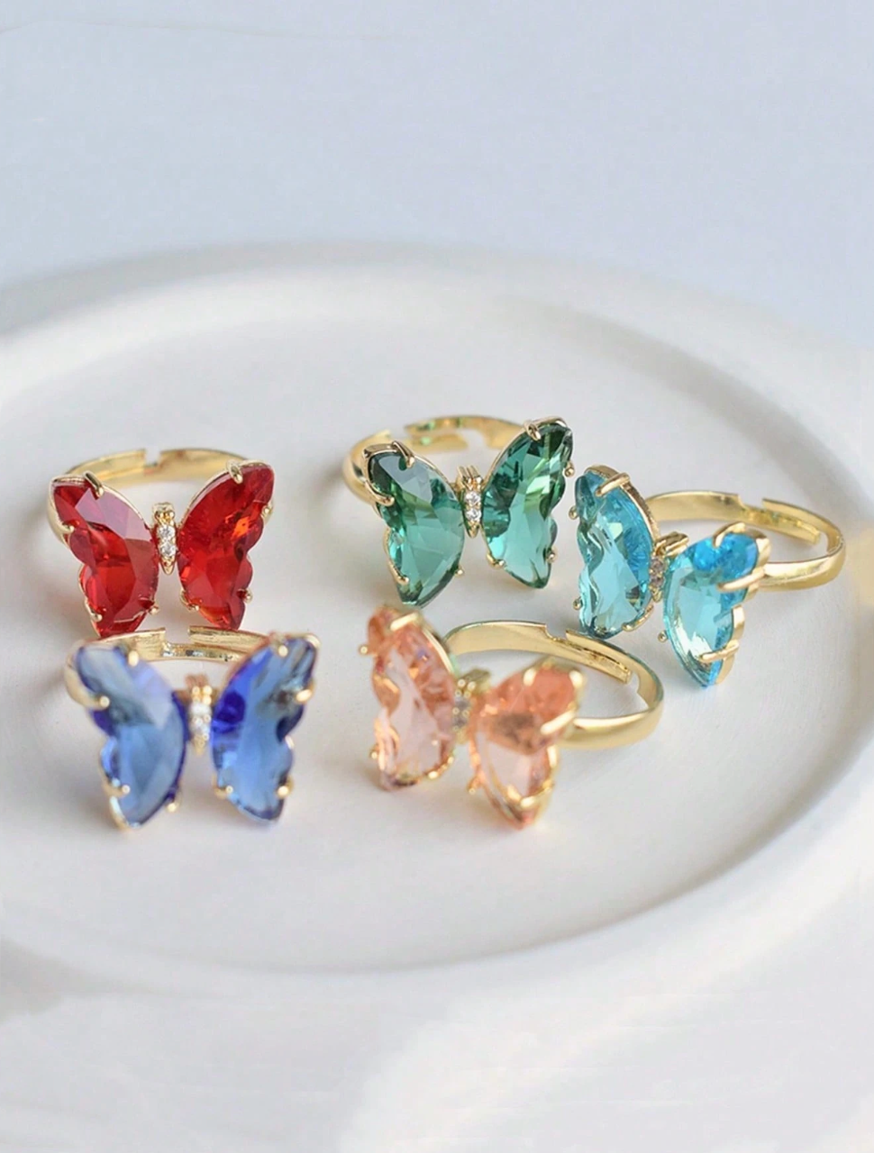 Glass Butterfly Ring