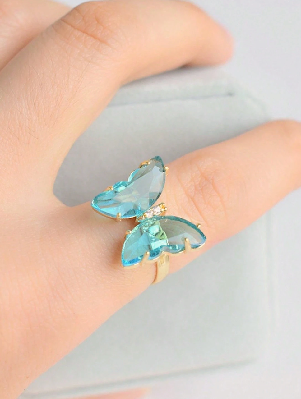 Glass Butterfly Ring