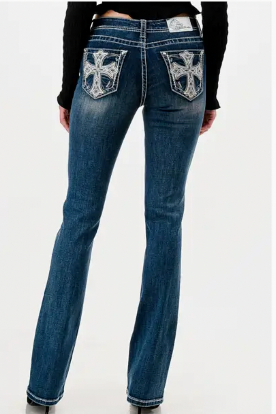 Cross Mid-Rise Boot Cut Jeans 32"