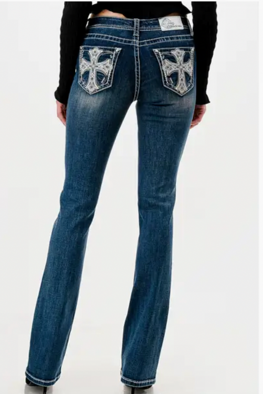 Cross Mid-Rise Boot Cut Jeans 32"