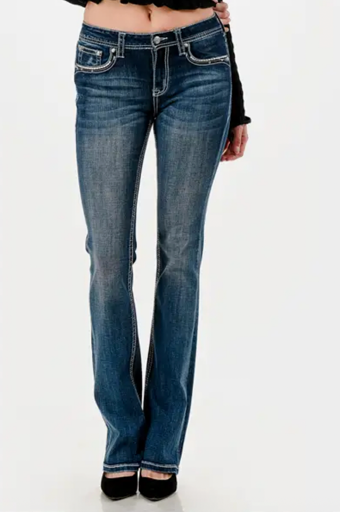 Cross Mid-Rise Boot Cut Jeans 32"