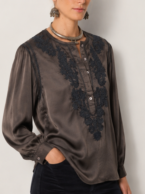 Maison Hotel Clotilde Blouse in Mystic Green