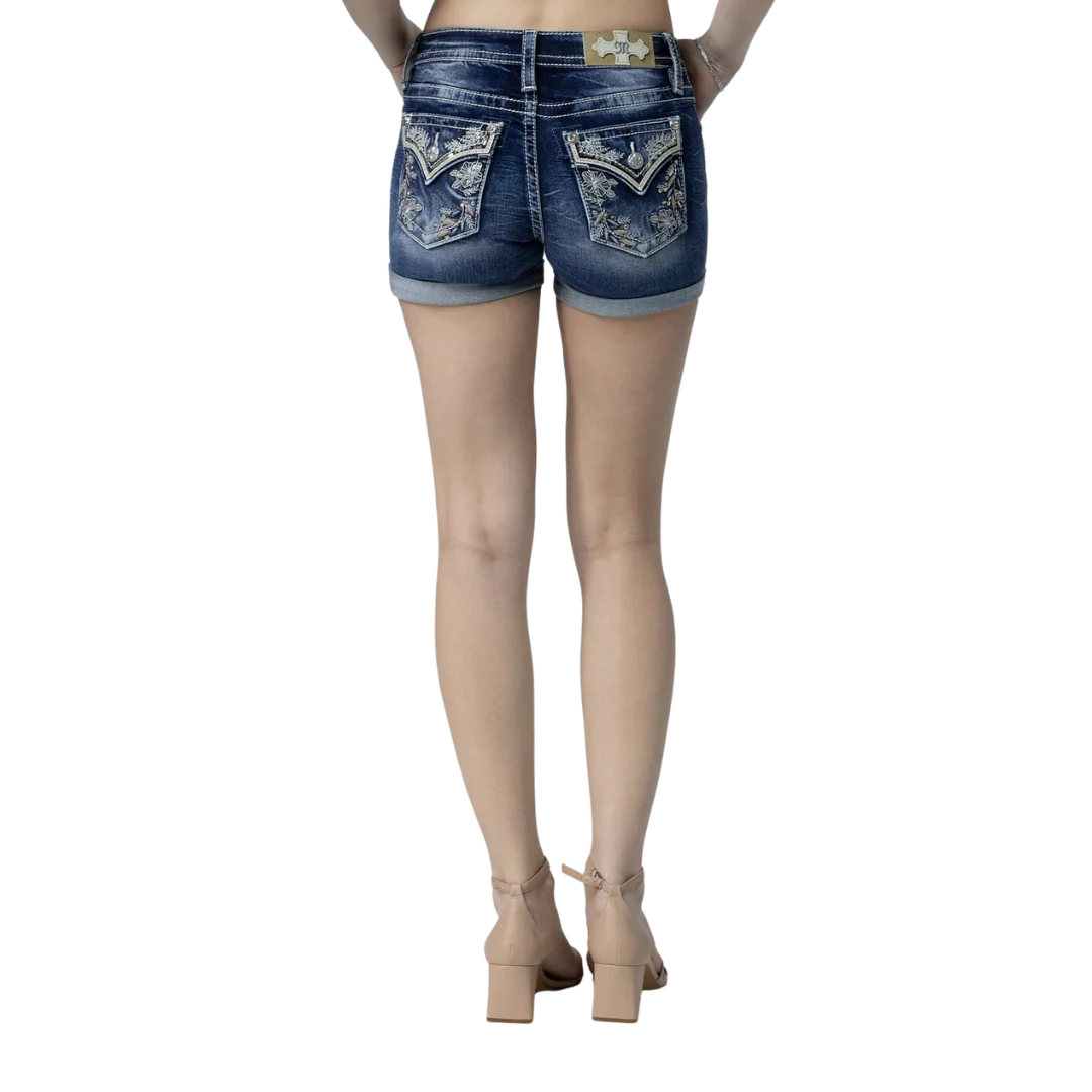 Miss Me Women's Floral Sparkle Shorts