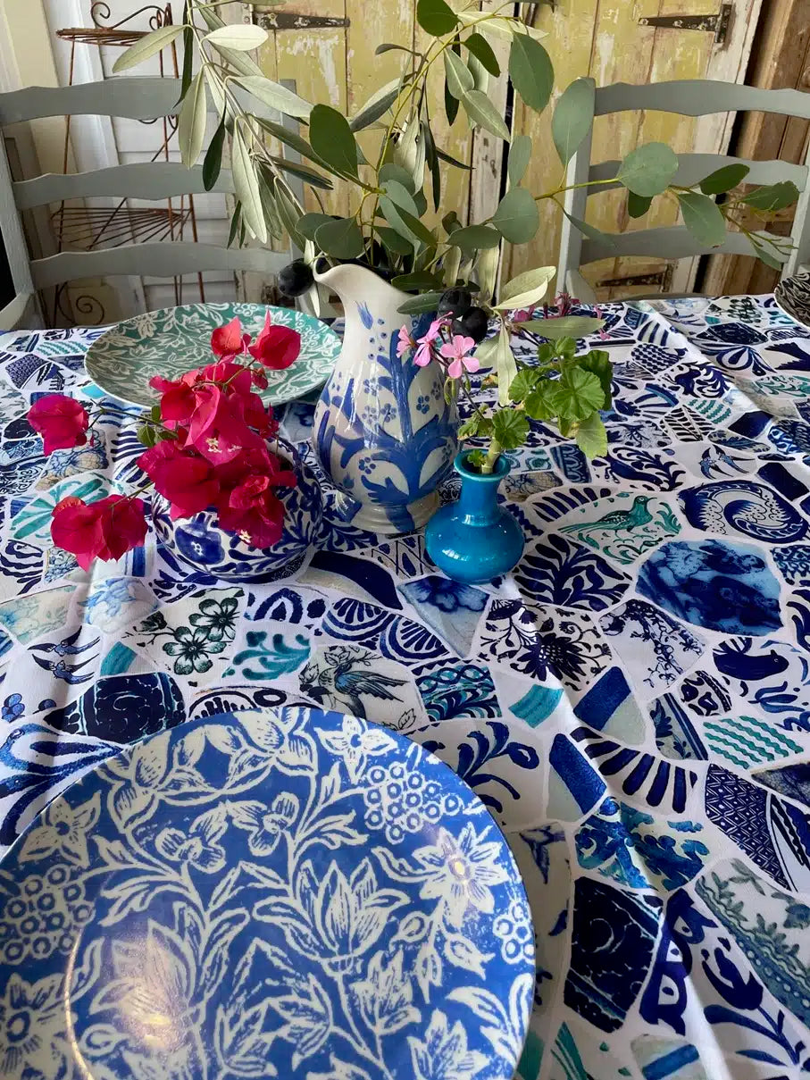 Anna Chandler Tablecloth - Blue Mosaic