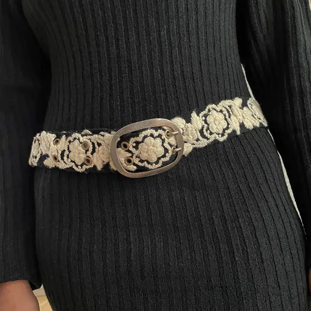 Two-Tone Belt Black & Cream