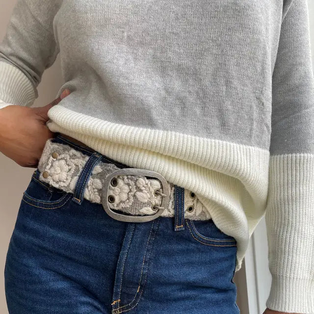 Two-Toned Belt Heather & Cream