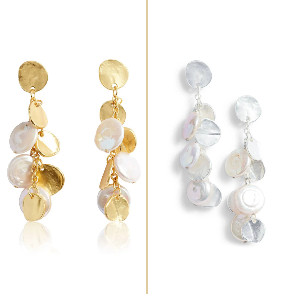 Coin & Pearl Chandelier Drop Earrings